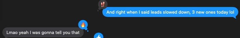 Client text: 3 new leads today
